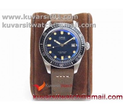 ORIS DIVERS 7720 SS ZZF 1:1 BEST EDITION BLUE DIAL ON BROWN LEATHER STRAP A2836