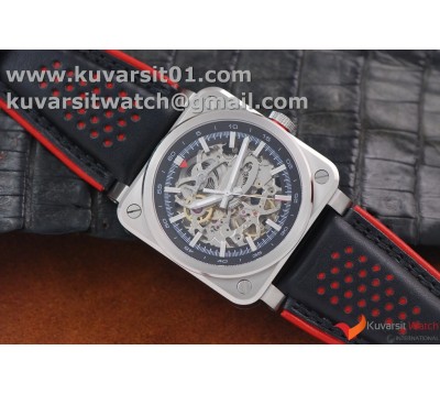 BELL & ROSS BR 03-92 SS CASE 42.5MM DARK SKELETON DIAL SILVER MARKERS ON RUBBER STRAP MIYOTA 9015