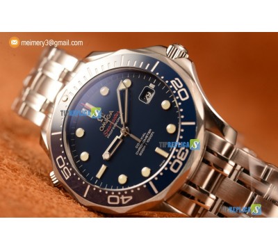 SEAMASTER 300M SWISS ETA 2824 AUTOMATIC STEEL CASE WITH BLUE DIAL AND BLUE CERAMIC BEZEL