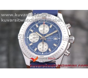 BREITLING CHALLENGER CHRONOGRAPH SS BLUE DIAL ON RUBBER STRAP A7750 (FREE RUBBER STRAP)