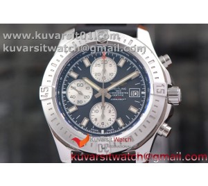 BREITLING CHALLENGER CHRONOGRAPH SS BLACK DIAL ON RUBBER STRAP A7750 (FREE RUBBER STRAP)
