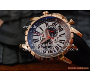 1:1 ROGER DUBUIS CHRONOEXCEL CHRONOGRAPH ROSE GOLD-WHITE AND BROWN DIAL FROM " V6 " A7750