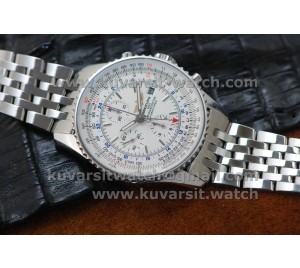 1:1 BREITLING NAVITIMER  GMT SS/SS WHITE A7750 FROM JF