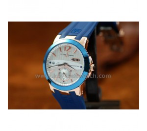 ULYSSE NARDIN NEW DESIGN EXECUTIVE DUAL TIME AND GMT. ROSE GOLD/BLUE
