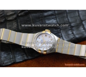 OMEGA CONSTELLATION 28MM YG/SS. WHITE DIAMOND DIAL FROM "V6F " BEST EDITION