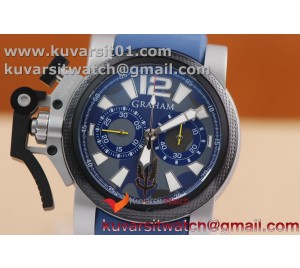 GRAHAM CHRONOFIGHTER OVERSIZE SS CASE BLUE DIAL 1:1 BEST EDITION BLUE ON BLUE RUBBER STRAP