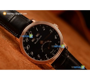 VILLERET MIYOTA 9015 AUTOMATIC ROSE GOLD CASE WITH BLACK DIAL ARBIC AND BLACK LEATHER STRAP (EF)