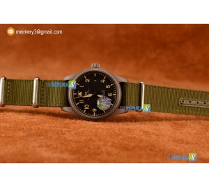 PILOT'S WATCH MARK XVIII MIYOTA 9015 AUTOMATIC STEEL CASE BLACK DIAL WITH ARABIC NUMERAL MARKERS GREEN NYLON STRAP
